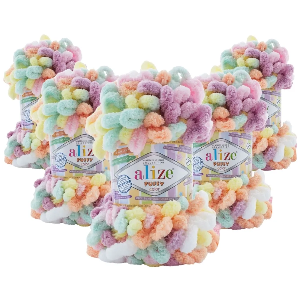 Упаковка Alize Puffy Color, №6527, 5шт – купити | Candy Yarn