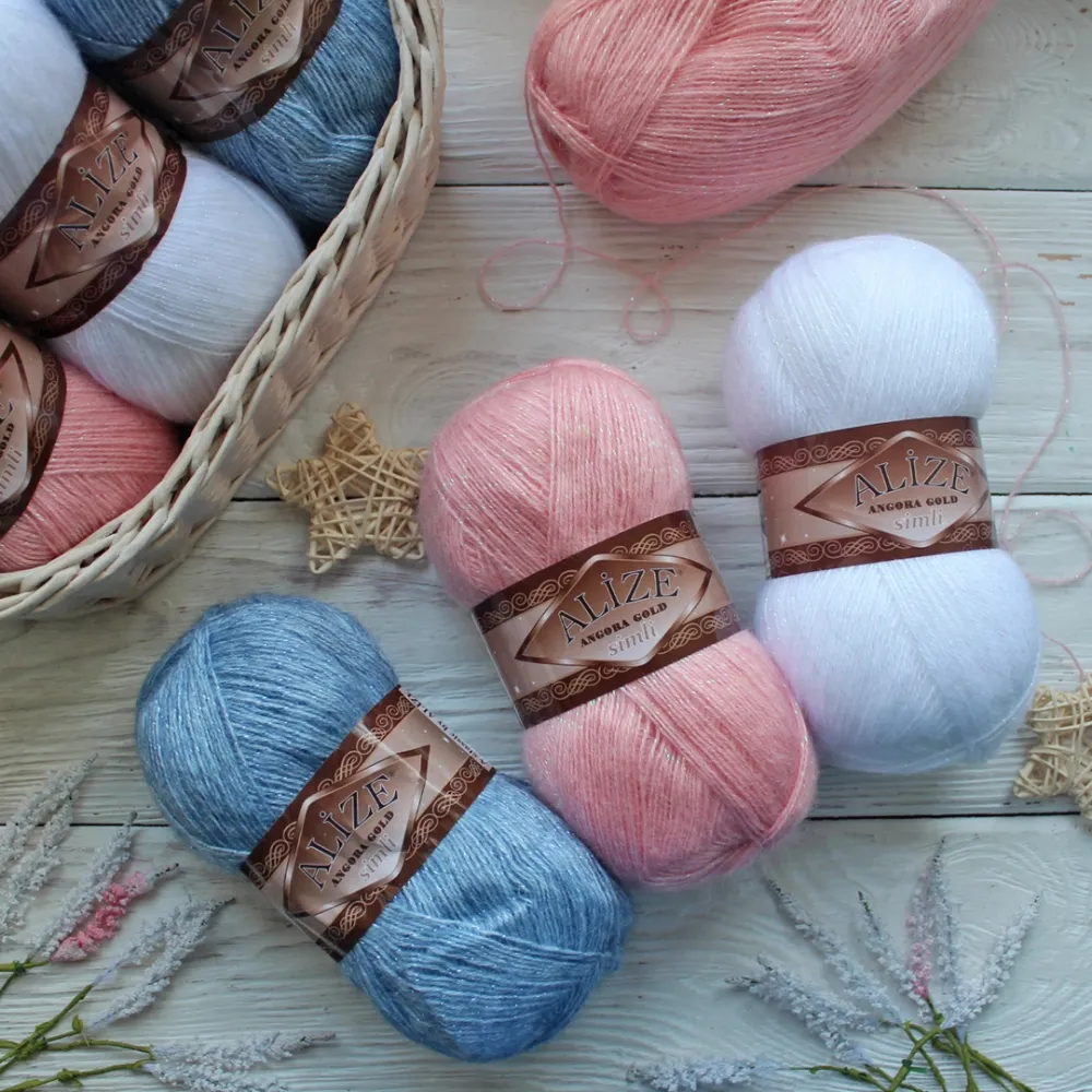 Alize Simli Angora Gold, Білий №55 – купити | Candy Yarn