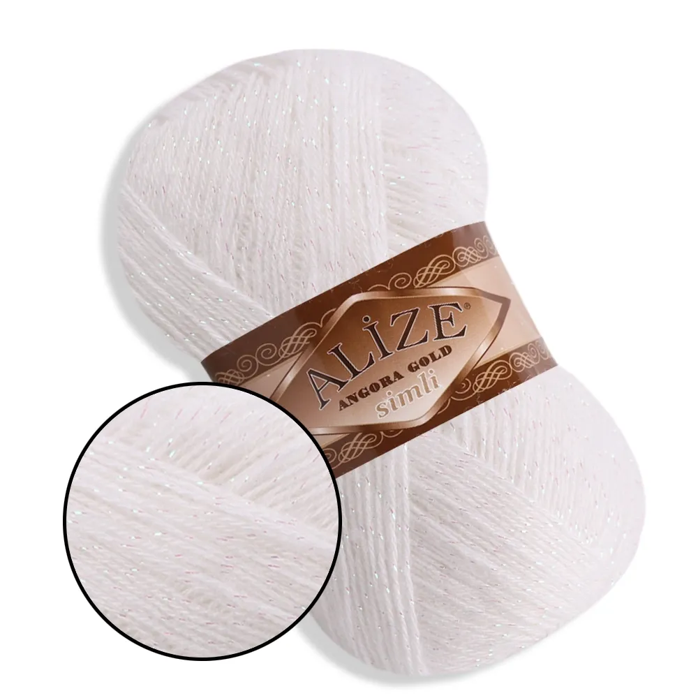 Alize Simli Angora Gold, Білий №55 – купити | Candy Yarn