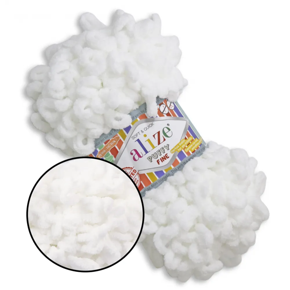 Alize Puffy Fine NEW, Білий №55 – купити | Candy Yarn