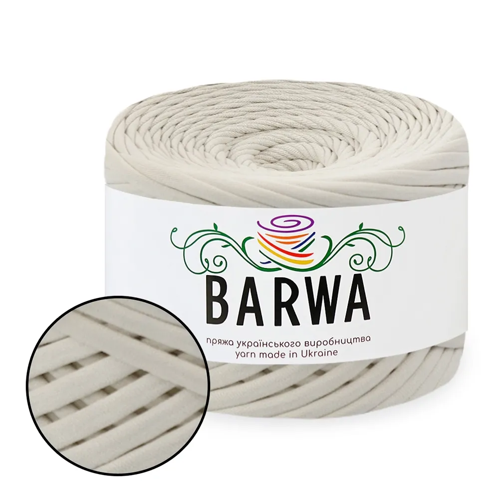 Barwa 5-7mm, Айворі 100м, трикотажна пряжа для сумок – купити | Candy Yarn