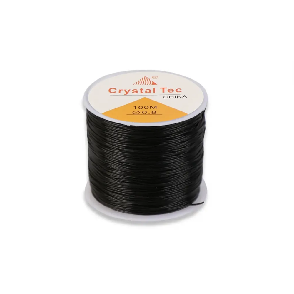 Силиконовая нить (эластичная резинка) 0.8мм, 100м, черная – купить | Candy Yarn