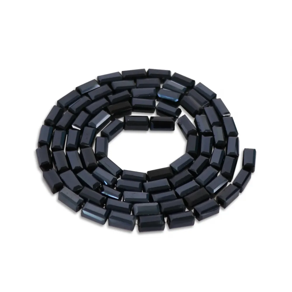 Намистини кришталеві Прямокутні, 3*6мм, нитка 70 шт, чорний бензольний – купити | Candy Yarn