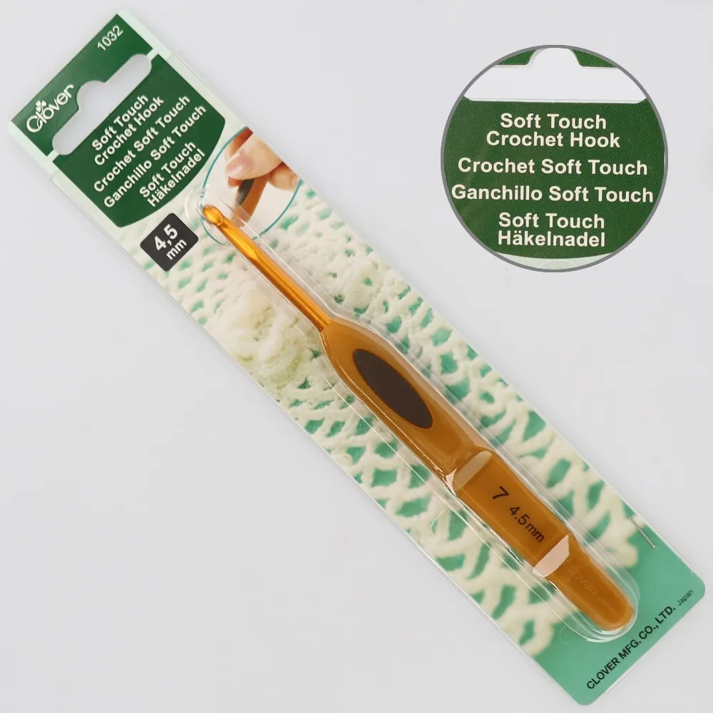 Крючок алюминиевый с мягкой ручкой 4.50мм, CLOVER – купить | Candy Yarn