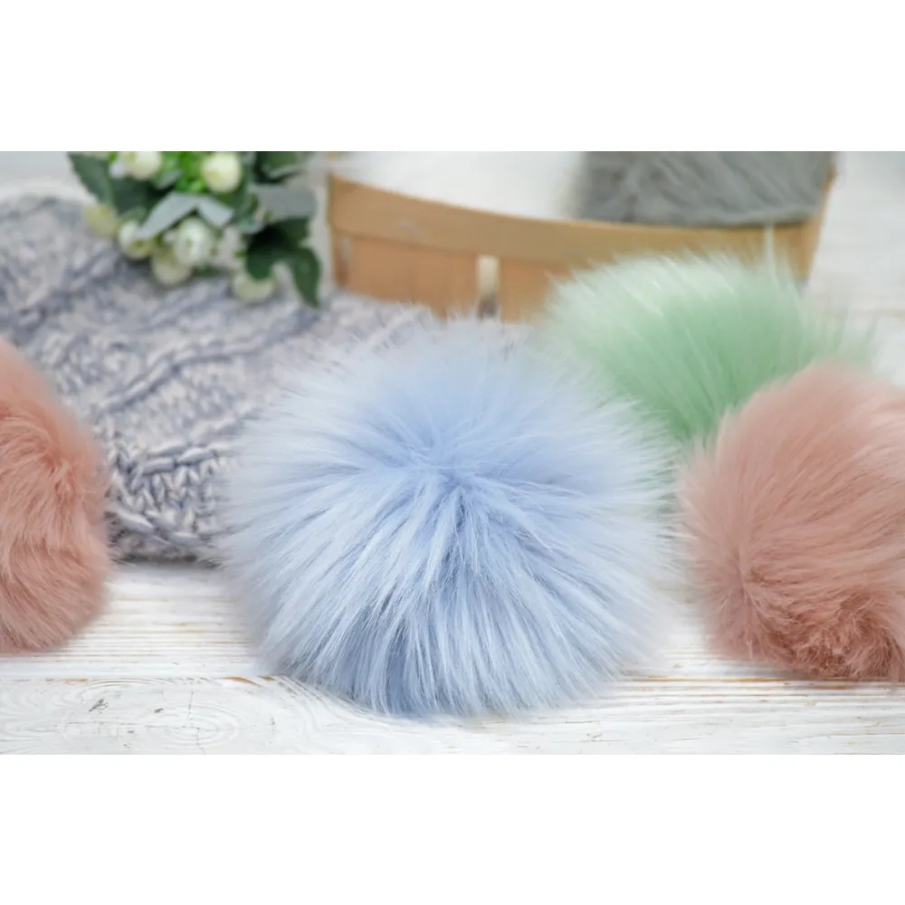 Помпон штучне хутро 15см, Натур – купити | Candy Yarn