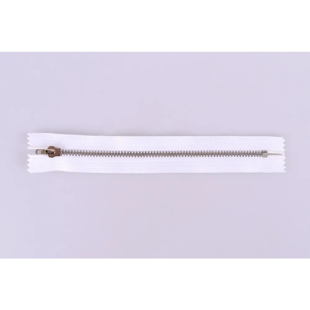Металева блискавка Джинсова 18см нікель, біла, Тип 4 7G-3 – купити | Candy Yarn
