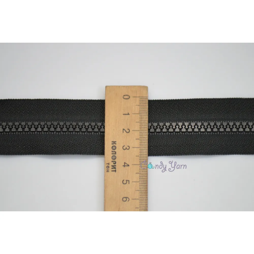 Тракторна блискавка 100см, чорний, Тип 5, 2 бігунка 32-25 – купити | Candy Yarn
