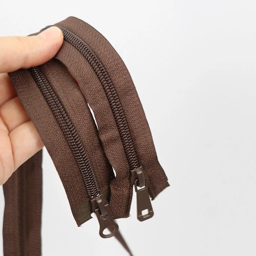 Спіральна блискавка 100см, коричнева, Тип 7, 2 бігунка – купити | Candy Yarn