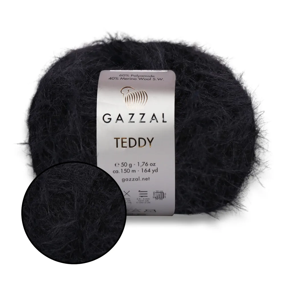 Gazzal Teddy, Черный №6531 – купить | Candy Yarn