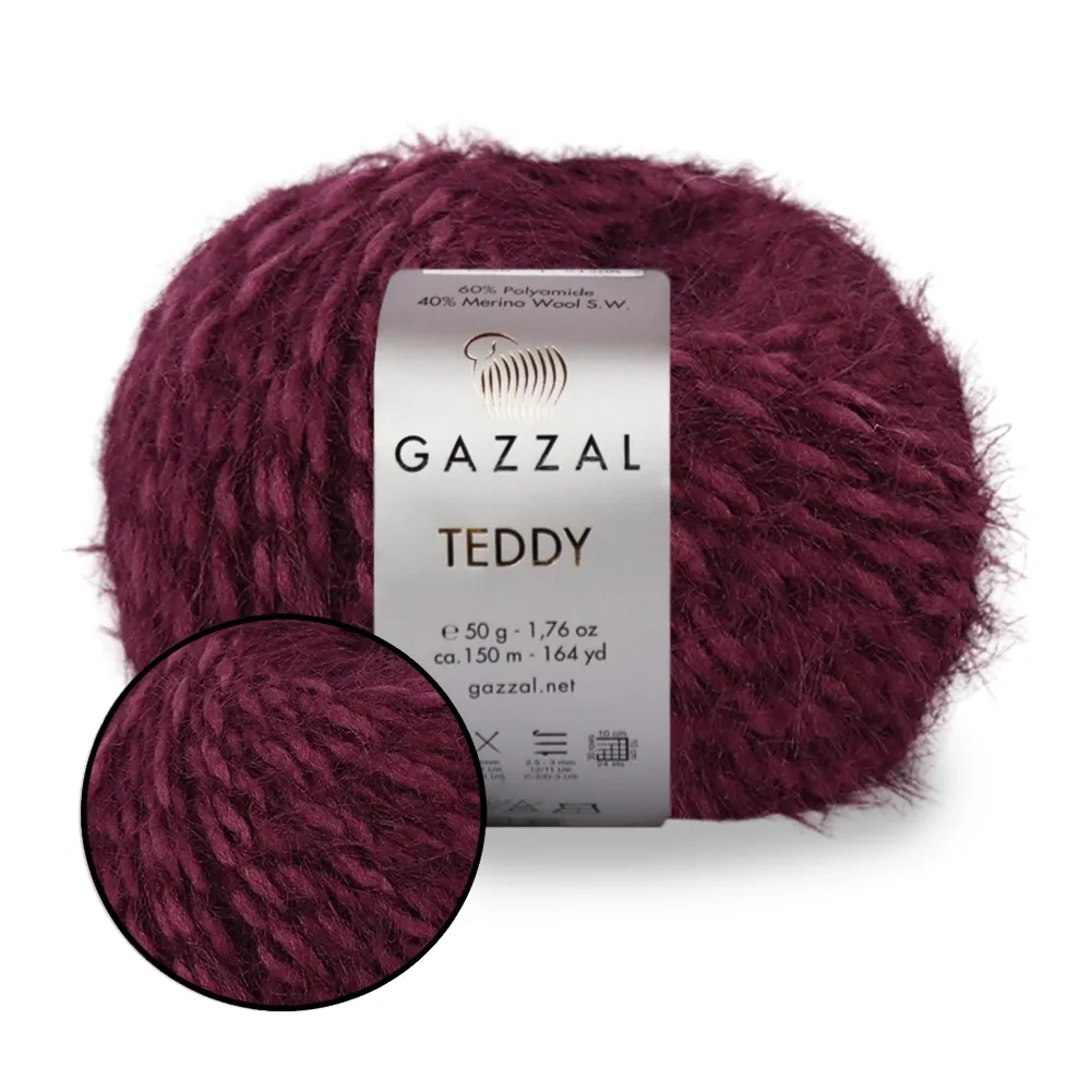 Gazzal Teddy, Бордо №6553 – купити | Candy Yarn