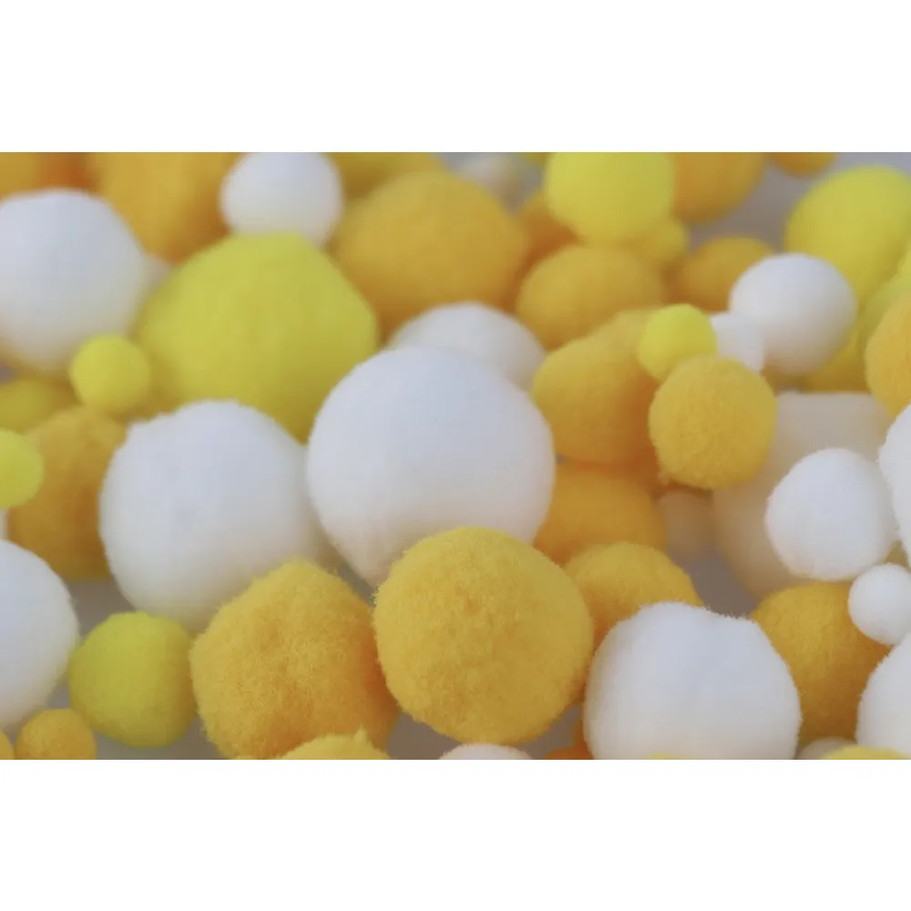 Набор помпонов для творчества, 130 шт, желтые, ассорти – купить | Candy Yarn
