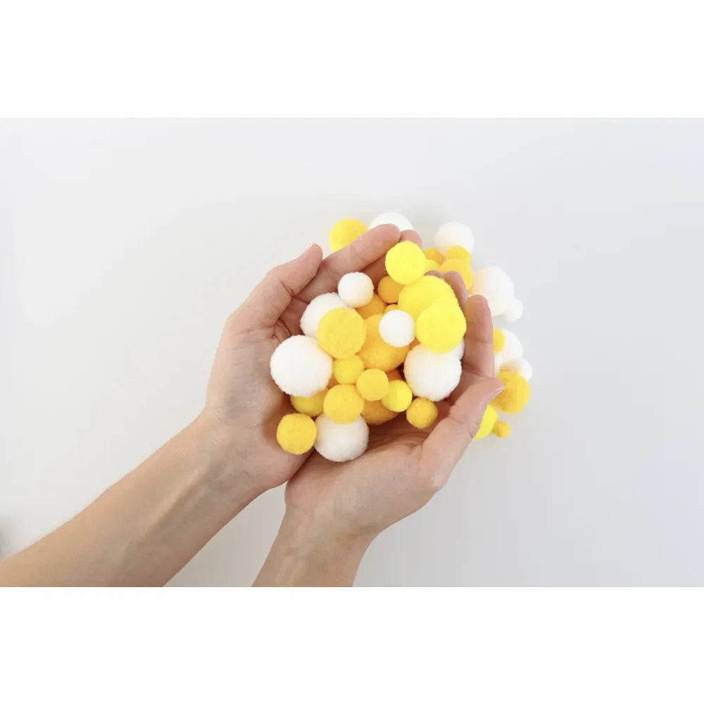 Набор помпонов для творчества, 130 шт, желтые, ассорти – купить | Candy Yarn
