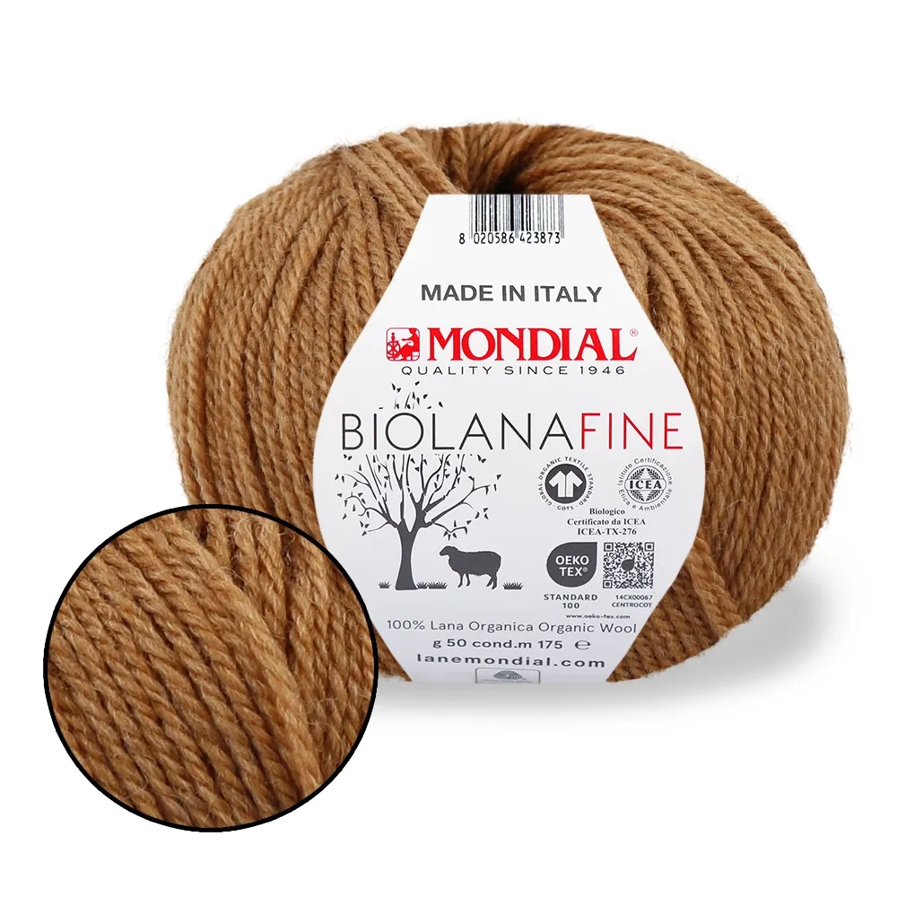Mondial Bio Lana Fine, Коричневий №367 – купити | Candy Yarn
