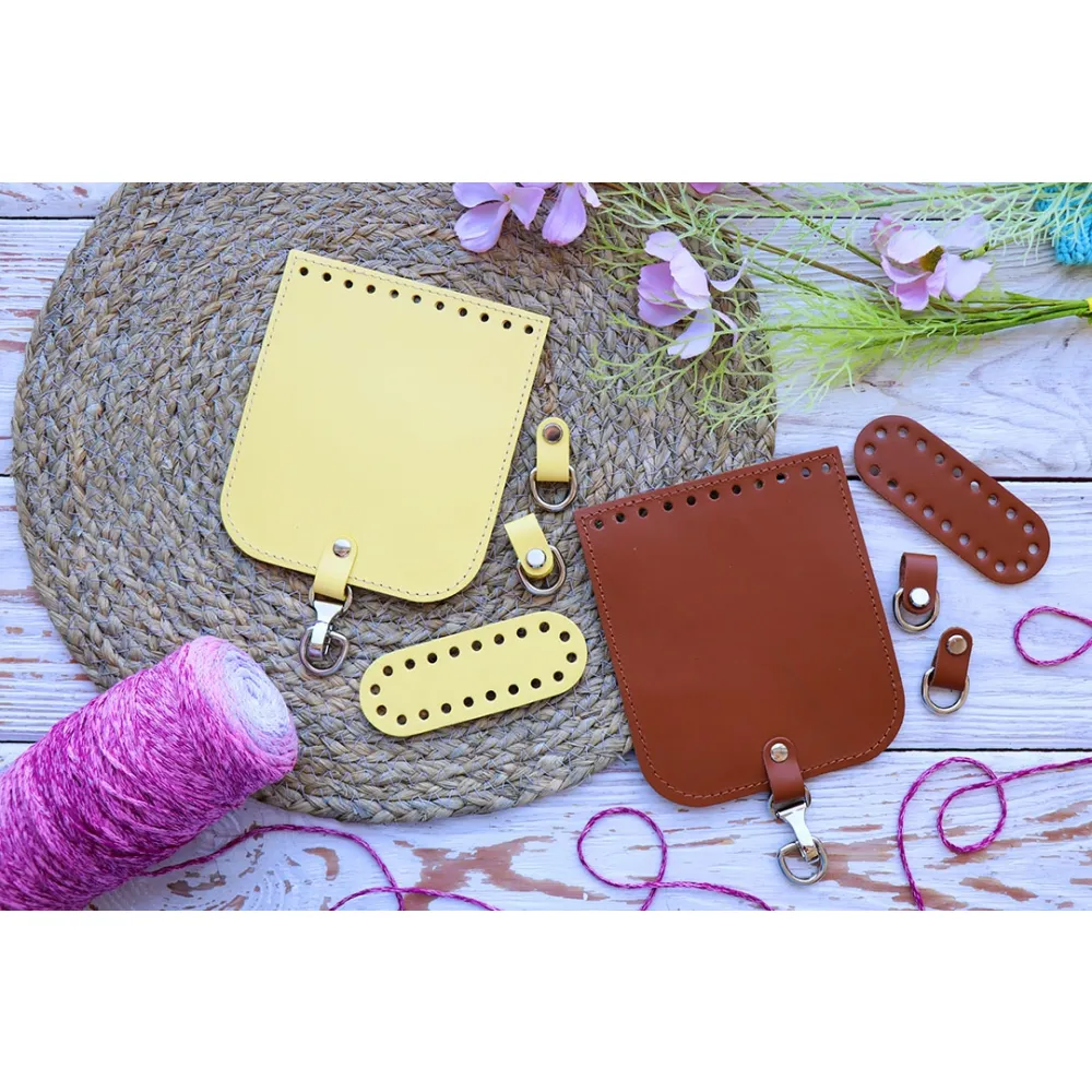Набір для сумки Mini з натуральної шкіри, коньяк – купити | Candy Yarn