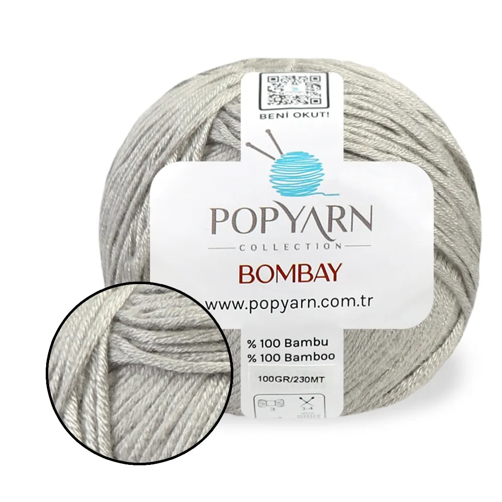 Popyarn Bombay, Серый №31 – купить | Candy Yarn