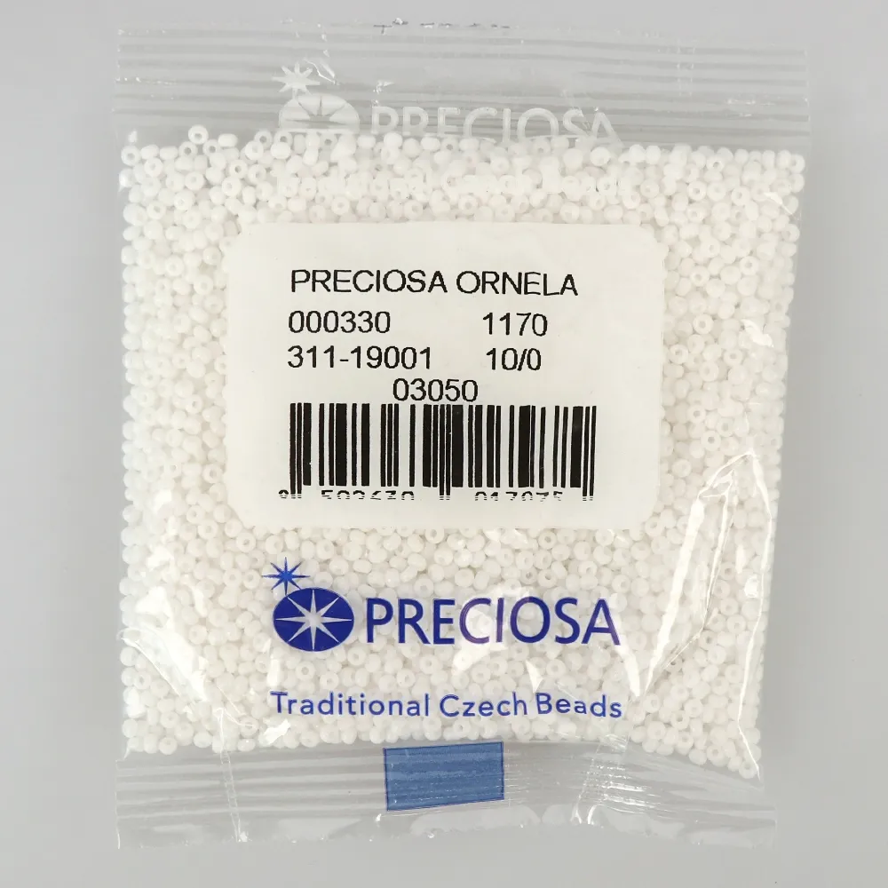 Бисер чешский Preciosa10, 50 г, №201-31119/03050, натуральный непрозрачный, белый – купить | Candy Yarn