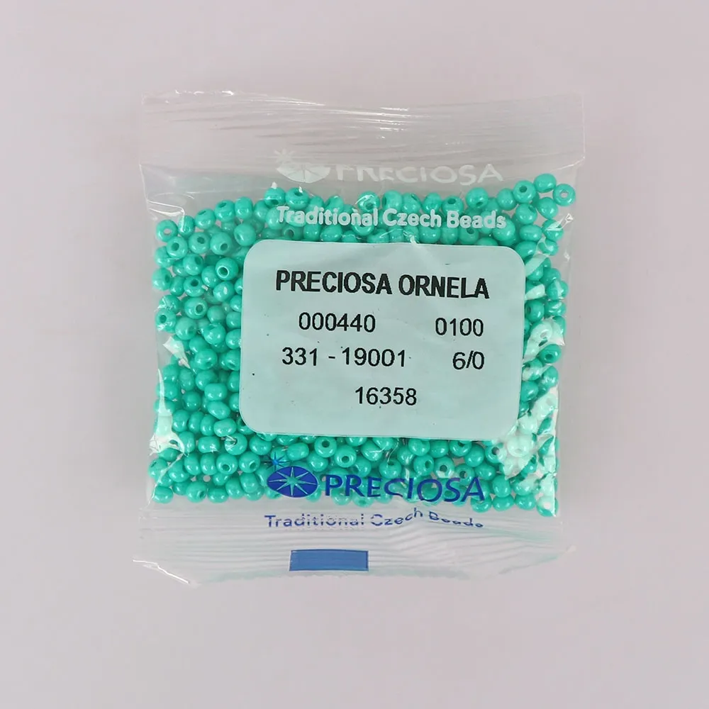 Бісер чеський Preciosa 6, 50 г, №31119/16358, крейда кольорова, зелений – купити | Candy Yarn