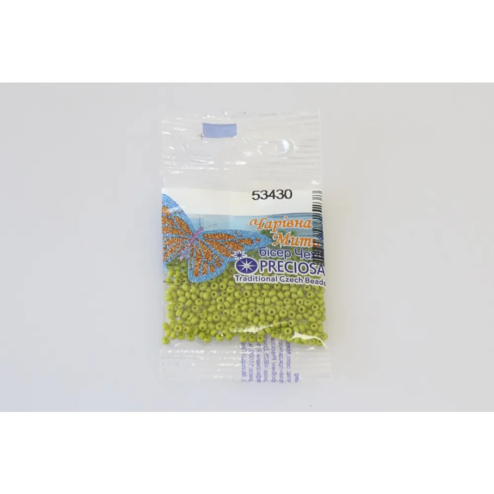 Бісер чеський Preciosa10, 5 г, 53430, натуральний непрозорий, оливковий – купити | Candy Yarn