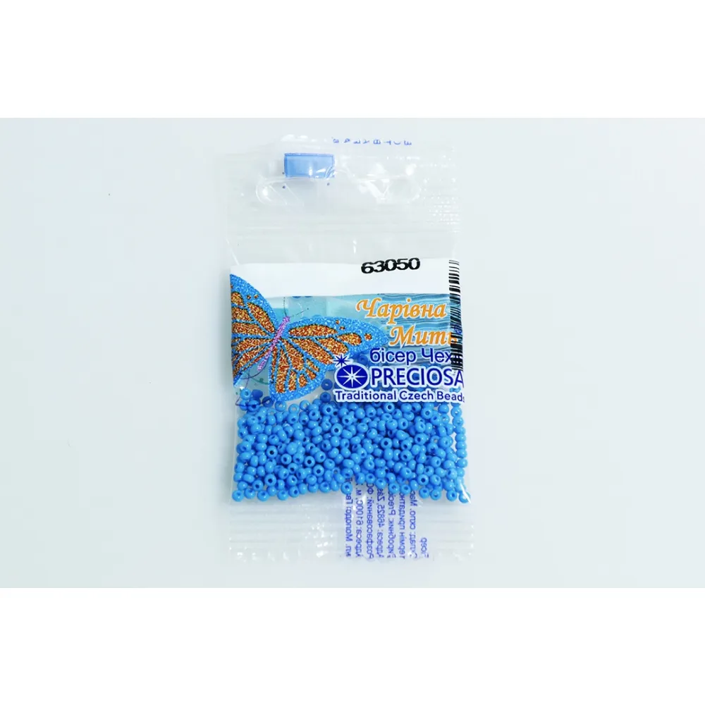 Бісер чеський Preciosa10, 5 г, 63050, блакитний, натуральний непрозорий – купити | Candy Yarn