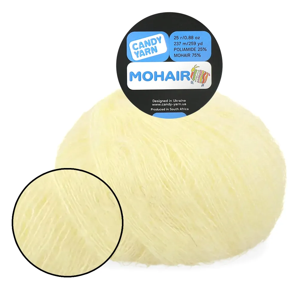 Candy-Yarn Mohair 75%, Світлий лимон №16 – купити | Candy Yarn