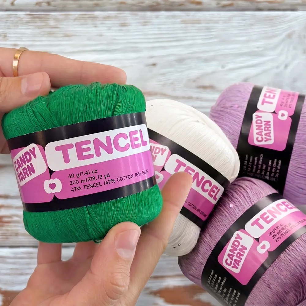 Candy-Yarn Tencel, Изумруд №1011 | Летняя пряжа тенцел с микропайеткой – купить | Candy Yarn