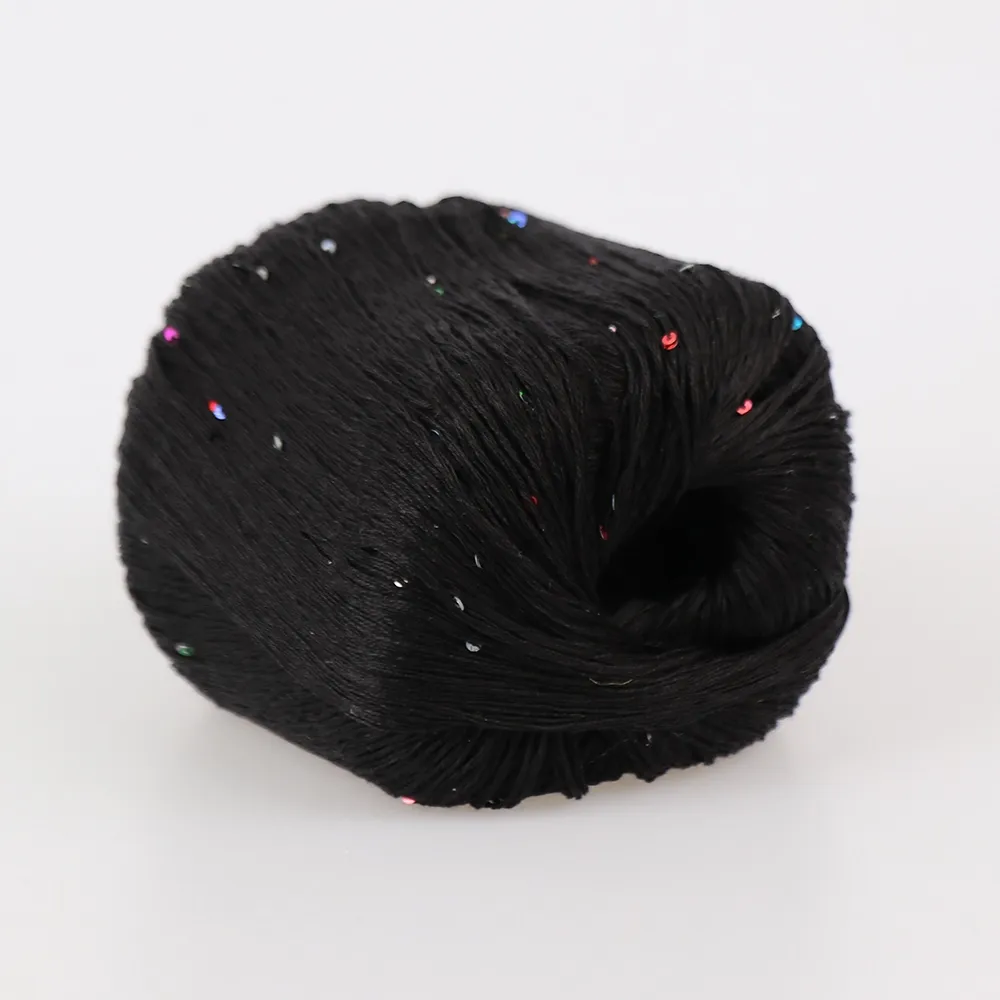 Candy-Yarn Tencel, Чорний №105 | Літня пряжа тенцел з мікропаєткою – купити | Candy Yarn