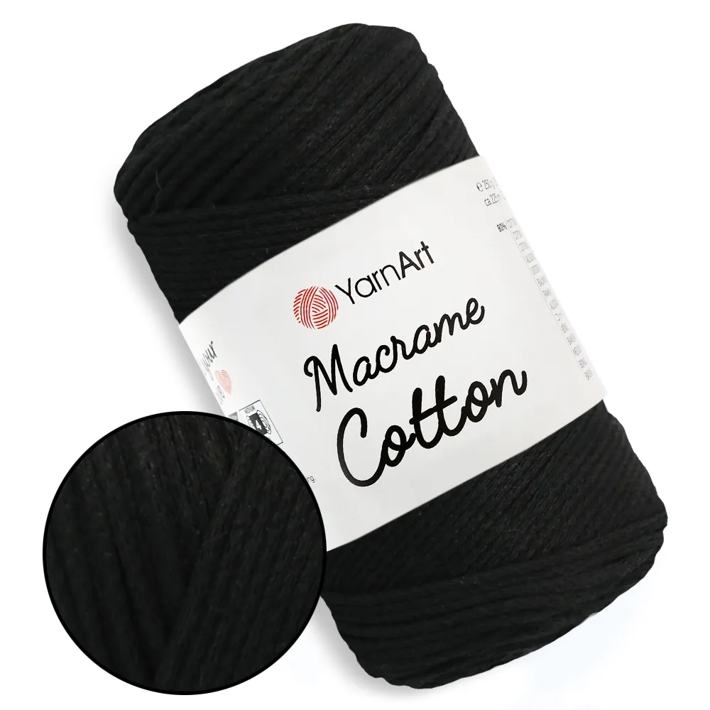 YarnArt Macrame Cotton, Чорний №750 – купити | Candy Yarn