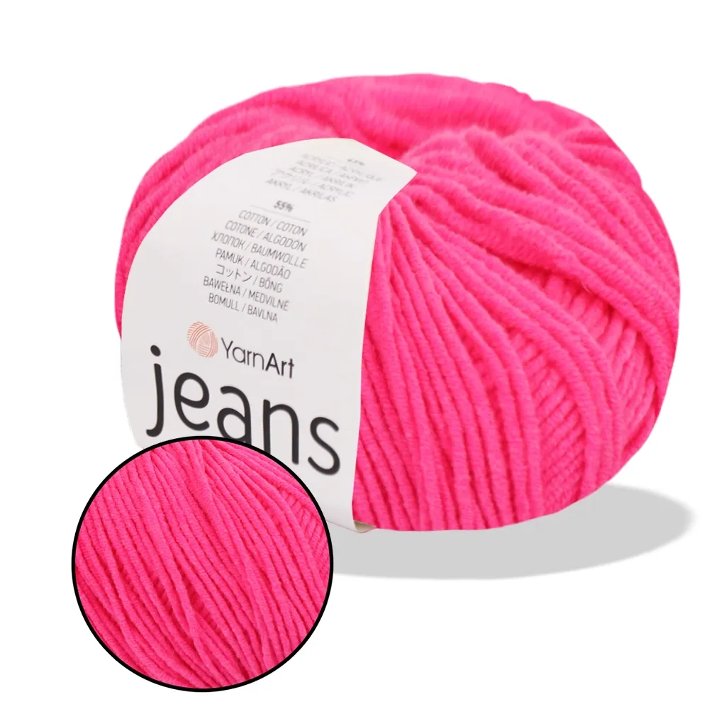 YarnArt Jeans, Неон Рожевий №59 – купити | Candy Yarn