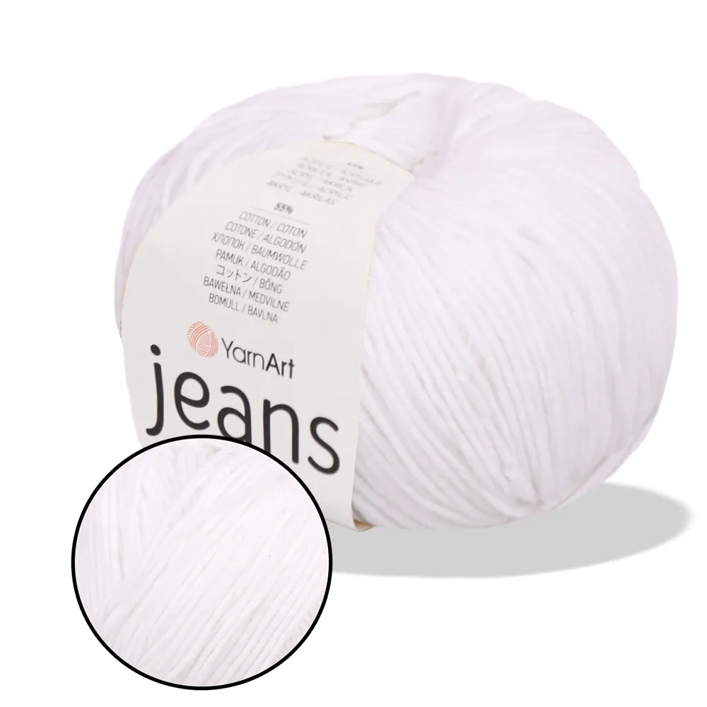 YarnArt Jeans, Супер білий №62 – купити | Candy Yarn