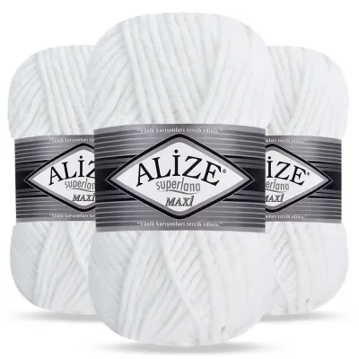 Упаковка Alize Superlana maxi, Білий №55, 3шт