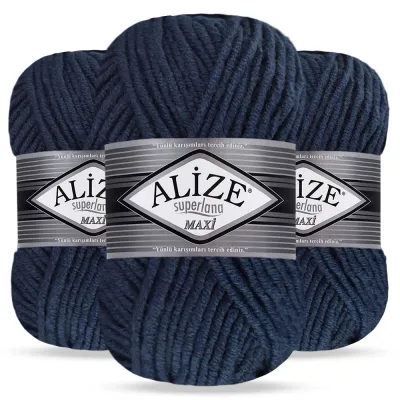Упаковка Alize Superlana maxi, Темно-синій №58, 3шт