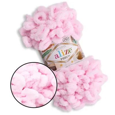 Alize Puffy / Алізе Пуффі, плюшева пряжа з петельками для в'язання руками