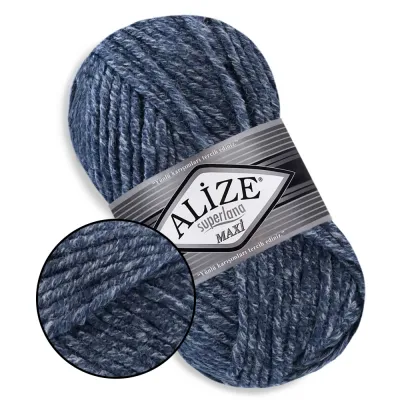 Alize Super Lana Maxi, Темно-синій жаспе №805