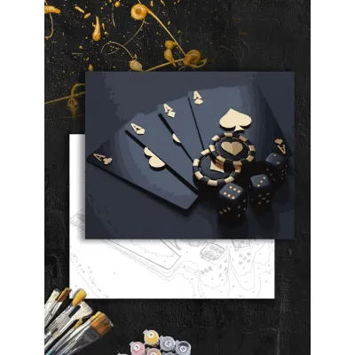 Картини за номерами 40*50 "Азартні ігри" №0607G, золота фарба, Art Millennium