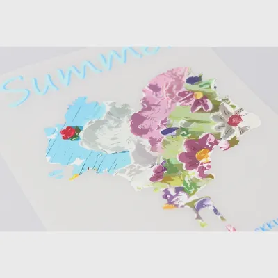 Термонаклейки для одежды, Сердечки Summer, 2шт, розово-голубые, ZJ312, 21*15 см, 7*5 см