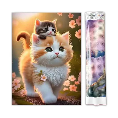 Алмазная мозайка без подрамника 30*40 "Два милих кошеня" №DW168, Китай