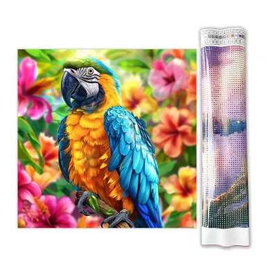 Алмазна мозайка без підрамника 30*30 "Яскравий папуга" №AM000593, Китай
