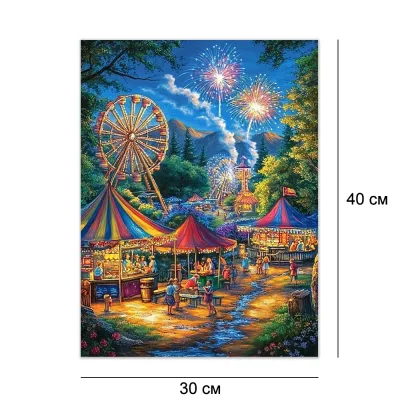 Алмазная мозаика без подрамника 30*40 "Ночная ярмарка" №FJ010546, Китай