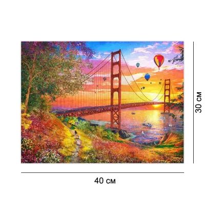 Алмазная мозаика без подрамника 30*40 "Золотой мост" №100824, Китай