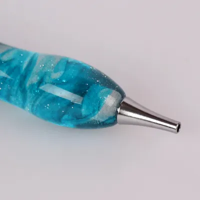 Ручка стілус для алмазної мозайки, 2 металеві насадки, блакитна, 12.5см 2G-28