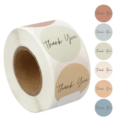 Наклейки стикеры "Thank you" GG21, пастельные, 2.5 см, 500шт/рулон