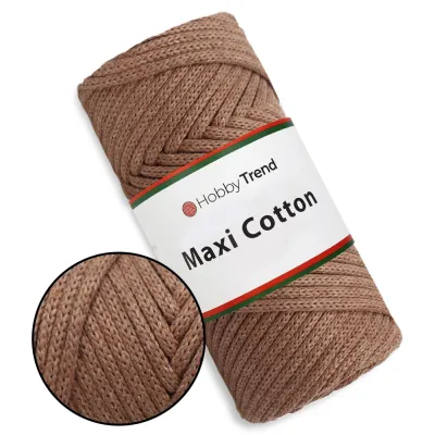 Пряжа Hobby Trend Maxi Cotton, Коричневий №38 - плетений бавовняний шнур 4мм для плетіння макраме