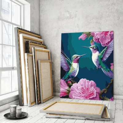 Картини за номерами 40*40 "Казкові птахи з фарбами металік" №6581, Ідейка