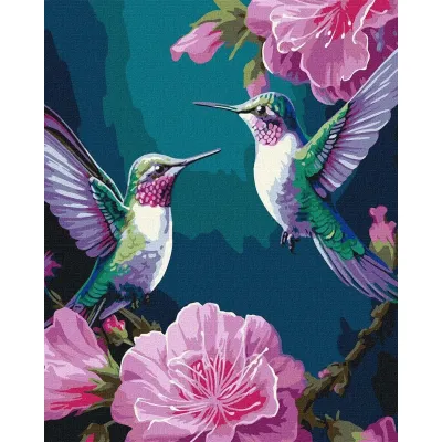 Картини за номерами 40*40 "Казкові птахи з фарбами металік" №6581, Ідейка