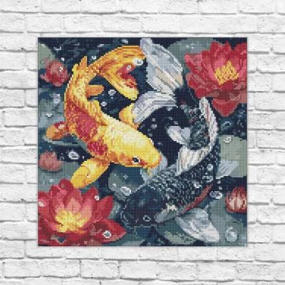 Алмазна мозаїка 40*40 "Життя кої" №20087 Ідейка