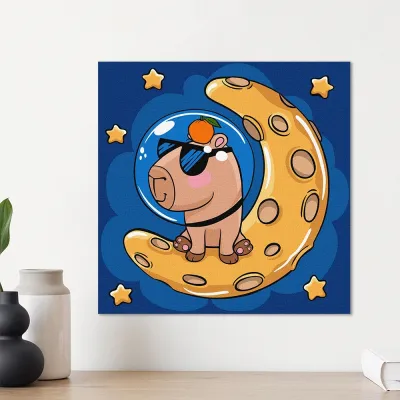 Картини за номерами 30*30 "Капібара на місяці" №1281, Ідейка
