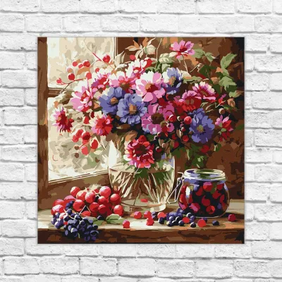 Картини за номерами 40*40 "Букет та фрукти" №5728, Ідейка