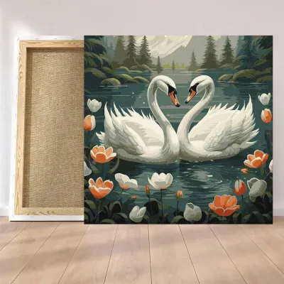 Картини за номерами 40*40 "Лебедина вірність" №6585, Ідейка