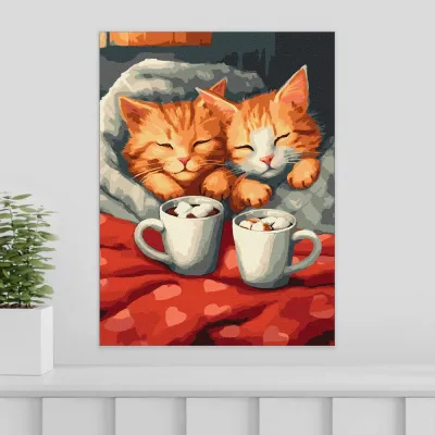Картини за номерами 30*40 "Закохані коти" №6588, Ідейка