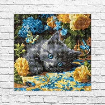Алмазная мозайка 40*40 "Котенок голубоглазый" №8340, Идейка